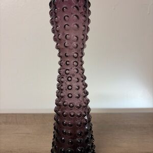Vintage Mid Century Amethyst Bubble Glass Vase 9” Tall MCM Art Glass